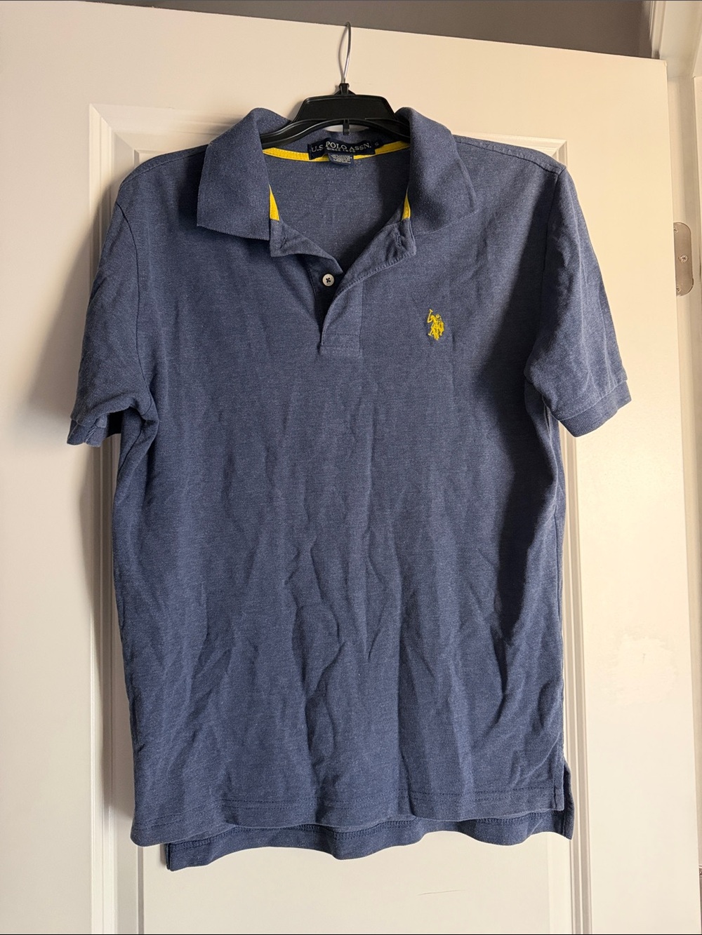 U.S. Polo Assn. Blue Polo with Yellow Logo Accent